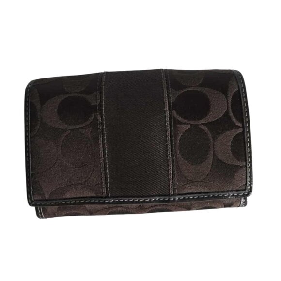 EUC Coach Signature Sateen Striped Leather Wallet - Picture 1 of 8